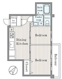 小鳩マンション 2DKの間取図画像