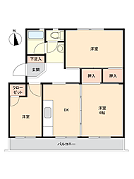 狭山台第一住宅2-2号棟 3DKの間取図画像