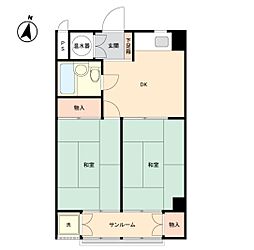 サンパレス青戸 2DKの間取図画像