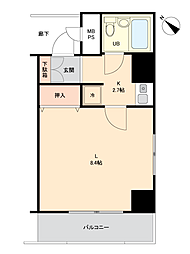 グリーンキャピタル本町 1Kの間取図画像
