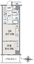 デュオステージ大和 1DKの間取図画像