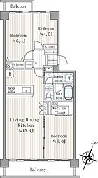 初石パーク・ホームズB棟 3LDKの間取図画像