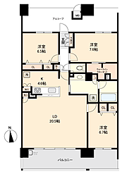 グラディス高松ザ・タワー 3LDKの間取図画像