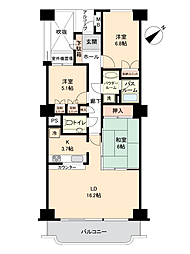 ルシール那珂湊 3LDKの間取図画像