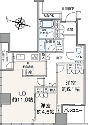 横浜ポートサイドプレイスタワーレジデンス 2LDKの間取図画像