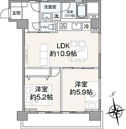 パラスト大森 2LDKの間取図画像