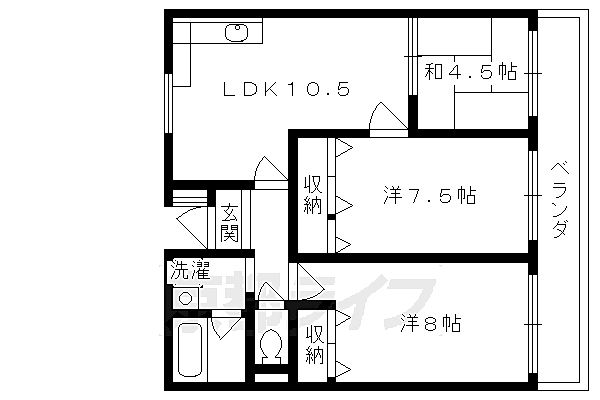 こまつハウス 205｜京都府京都市左京区岩倉花園町(賃貸マンション3LDK・2階・61.00㎡)の写真 その2