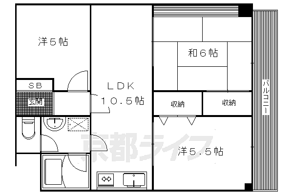 交徳マンション 104｜京都府京都市左京区岩倉幡枝町(賃貸マンション3LDK・1階・58.48㎡)の写真 その2