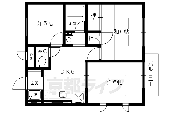 京都府京都市北区西賀茂中川上町(賃貸アパート3DK・2階・45.47㎡)の写真 その2