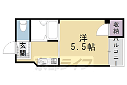 ギオンアーモンビル 2階1Kの間取り