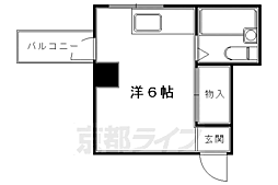 京都市営烏丸線 国際会館駅 徒歩1分の賃貸マンション 2階ワンルームの間取り