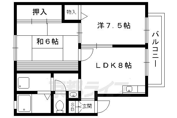 京都府京都市北区上賀茂薮田町(賃貸アパート2LDK・2階・55.00㎡)の写真 その2