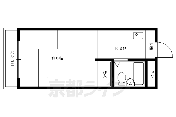 京都府京都市上京区裏門通一条下る南新在家町(賃貸マンション1K・4階・19.00㎡)の写真 その2