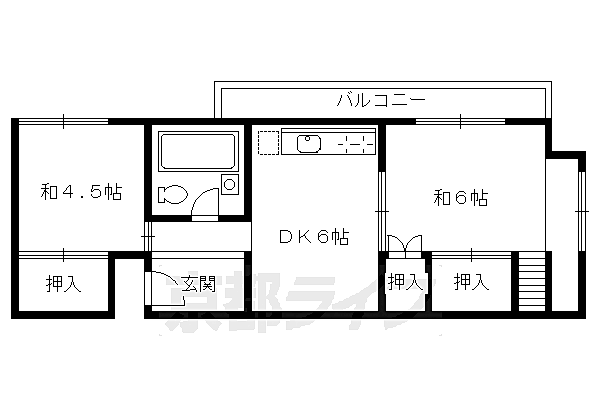 田辺ビル 303｜京都府京都市左京区岩倉三宅町(賃貸マンション2DK・3階・35.00㎡)の写真 その2