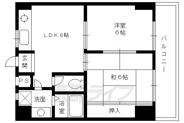 京都府京都市下京区油小路通仏光寺上る風早町(賃貸マンション2LDK・7階・45.11㎡)の写真 その2