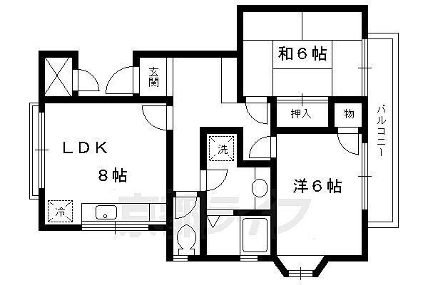 メゾンボナール 201｜京都府京都市左京区岩倉忠在地町(賃貸アパート2LDK・2階・53.00㎡)の写真 その2