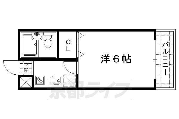 北斗ハイツ 203｜京都府京都市左京区松ケ崎桜木町(賃貸マンション1K・2階・16.45㎡)の写真 その2