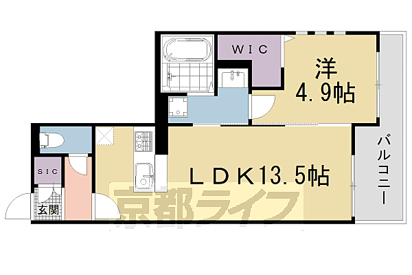 仮）新丸太町ハイツ 301｜京都府京都市左京区新丸太町(賃貸アパート1LDK・3階・44.85㎡)の写真 その2