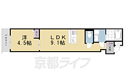 京都市営烏丸線 四条駅 徒歩10分の賃貸マンション 5階1LDKの間取り