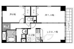 京阪本線 出町柳駅 徒歩7分の賃貸マンション 2階2LDKの間取り