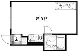 京阪本線 出町柳駅 徒歩5分の賃貸マンション 3階1Kの間取り