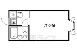 京都市営烏丸線 北大路駅 徒歩27分の賃貸マンション 1階1Kの間取り