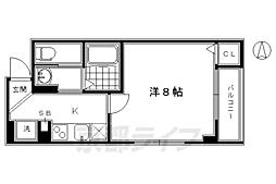 ボンジュール東山 2階1Kの間取り