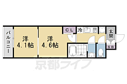 JR山陰本線 二条駅 徒歩15分の賃貸マンション 5階2Kの間取り