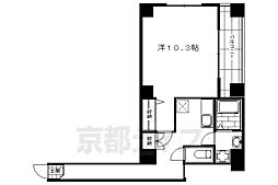 京都市営烏丸線 四条駅 徒歩9分の賃貸マンション 1階1Kの間取り