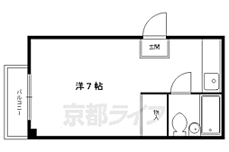 ヴィラ岸本 2階1Kの間取り