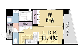 京都市営烏丸線 今出川駅 徒歩13分の賃貸マンション 2階1LDKの間取り