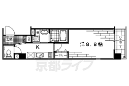 京都市営烏丸線 今出川駅 徒歩10分の賃貸マンション 2階1Kの間取り