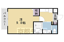 ヴィヴィ・御蔭北白川 4階1Kの間取り