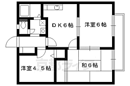 京都市営烏丸線 北山駅 4.2kmの賃貸アパート 2階3DKの間取り