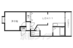リヴィエラ下鴨 1階1LDKの間取り