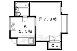 コーポ島祝 2階1Kの間取り