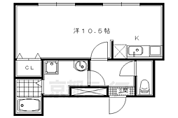 京福電気鉄道北野線 北野白梅町駅 徒歩8分の賃貸アパート 1階ワンルームの間取り