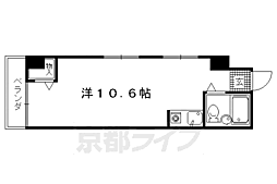 京福電気鉄道北野線 北野白梅町駅 徒歩10分の賃貸マンション 5階ワンルームの間取り