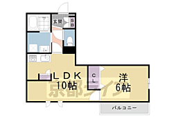 京都市営烏丸線 北山駅 徒歩3分の賃貸マンション 2階1LDKの間取り