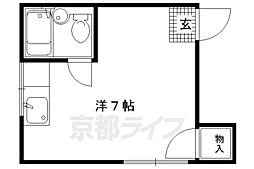 京都市営烏丸線 鞍馬口駅 徒歩8分の賃貸アパート 2階ワンルームの間取り
