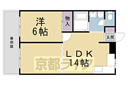 京都市営烏丸線 北山駅 徒歩34分の賃貸マンション 1階1LDKの間取り
