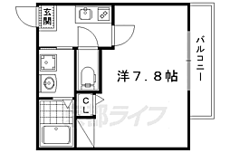 京都市営烏丸線 今出川駅 徒歩19分の賃貸マンション 4階1Kの間取り