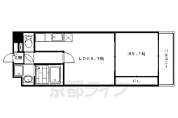 京都市営烏丸線 烏丸御池駅 徒歩9分の賃貸マンション 7階1LDKの間取り