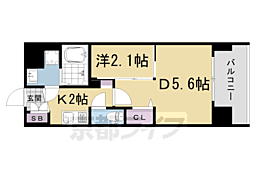 アクアプレイス京大北ＯＸ 1階1Kの間取り