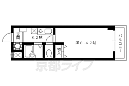 JR山陰本線 円町駅 徒歩5分の賃貸マンション 3階1Kの間取り
