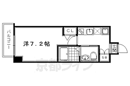 京福電気鉄道北野線 北野白梅町駅 徒歩14分の賃貸マンション 3階1Kの間取り