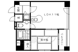 京都市営烏丸線 四条駅 徒歩7分の賃貸マンション 2階1LDKの間取り
