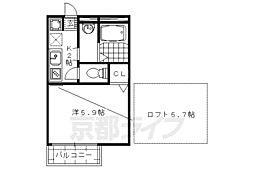 阪急京都本線 大宮駅 徒歩2分の賃貸マンション 2階1Kの間取り