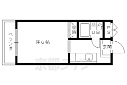 京福電気鉄道北野線 北野白梅町駅 徒歩15分の賃貸マンション 3階1Kの間取り
