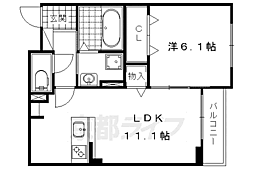 京都市営烏丸線 北大路駅 徒歩35分の賃貸アパート 2階1LDKの間取り